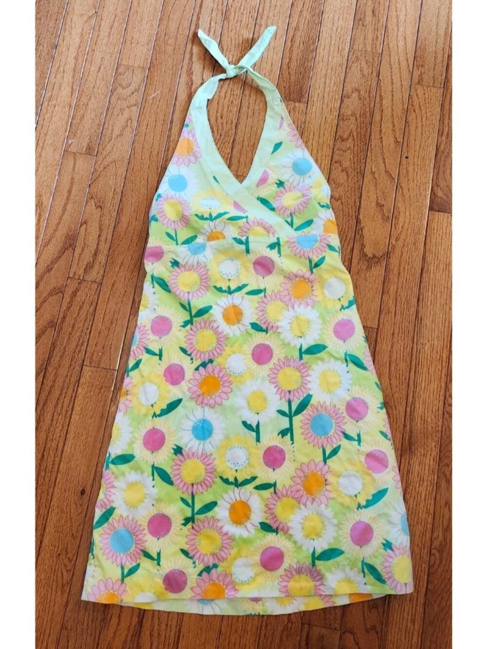 Vtg Girl Lilly Pulitzer Fireworks Sunflower Halter Dress Spring Summer Size 14